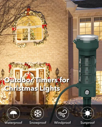 Vista 8 de HBN Tmer mecánico de 24 horas al aire libre para luces impermeables, 6