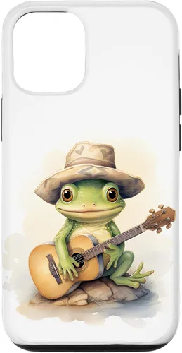 Vista 28 de Cute Little Green Frog Playing Guitar Case for iPhone 16