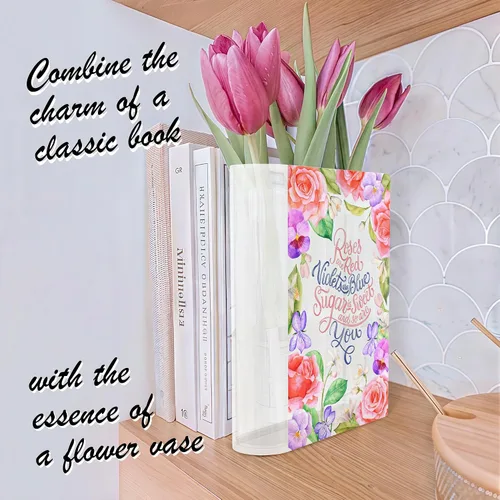Vista 5 de Skywin Jarrón de Libros Acrílico, Jarrón de Libros para Flores, Decoración del Hogar, Centros de Mesa y Regalos de Inauguración de la Casa Estampado