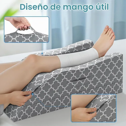Vista 6 de Almohada de pierna CloudBliss, almohada de elevación de pierna para después de la cirugía, espuma viscoelástica ajustable con funda para hielo