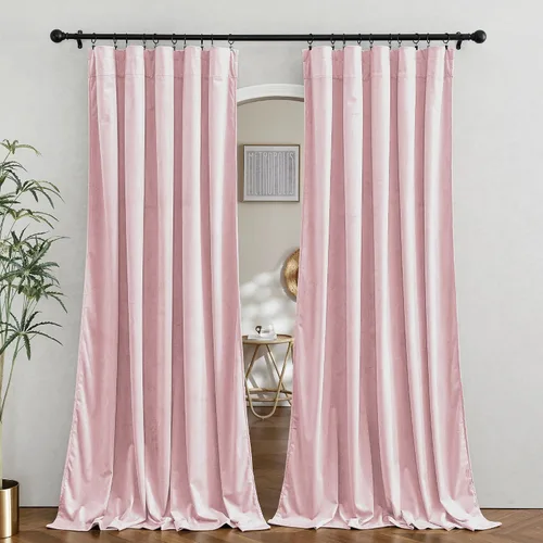 Vista 107 de RYB HOME Cortinas opacas de terciopelo para dormitorio, aislamiento térmico, privacidad, luz solar, bloqueo de calor, cortinas lujosas con bolsillo