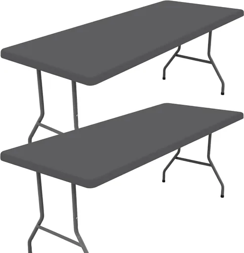 Vista 58 de Moosfor Paquete de 2 manteles rectangulares de elastano de 4 pies, elásticos y ajustables para pícnic, cubierta de mesa de patio elástica y lavable