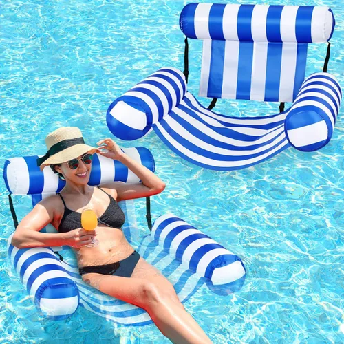Vista 5 de VioraWhite Paquete de 2 sillas flotantes inflables de piscina para adultos, sillas flotantes para adultos, fideos de piscina para adultos, silla