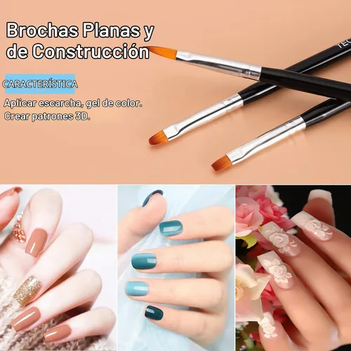Vista 4 de TEOYALL Pinceles para arte de uñas - Gel constructor, herramientas de punteado, delineador fino Negro