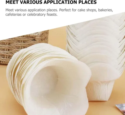 Vista 6 de 100pcs Cupcake Liners Tulip Lotus Style Baking Cups Cupcake Wrapper Muffin Liners Baking Cups Greaseproof Paper for Bakery (White)