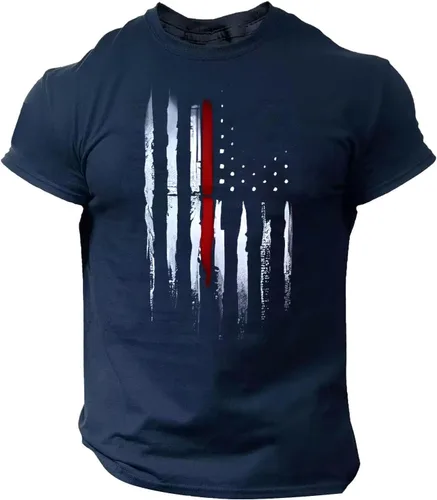 Vista 14 de Camisetas de verano para hombre, estilo casual, ajustado, manga corta, de algodón, patriótica, de Estados Unidos, con bandera americana, camiseta