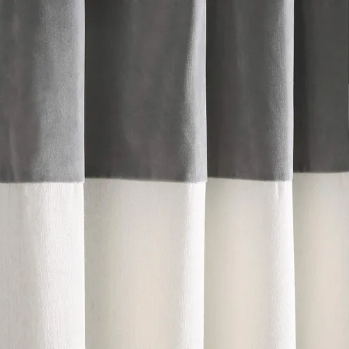 Vista 3 de Lush Decor Milo Linen - Par de paneles de cortinas para ventana, 84 x 52 pulgadas, gris y blanco roto