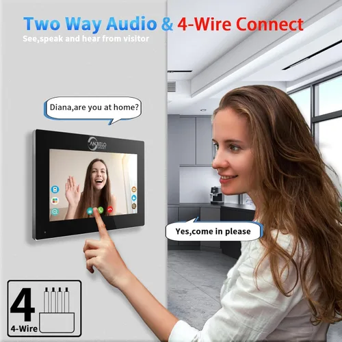 Vista 3 de Sistema de timbre de intercomunicación visual de apartamento multiunidad, monitor de 7 pulgadas, timbre de video con cable, cámara IR, detección