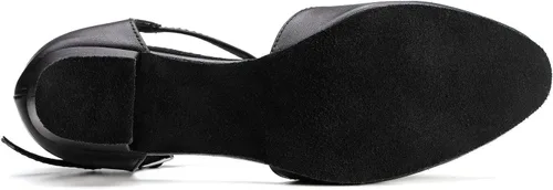 Vista 7 de Dress First Flats Zapatos de Baile Mujeres de Tacón Bajo Cuero Genuino Bombas T-Strap Latino Salsa Zapatos,1