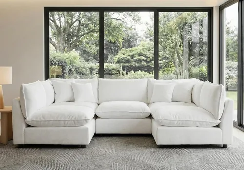 Vista 51 de Iroomy Oversized Modular Sectional Sofa, Chenille Cloud Couch, Deep Comfy Seat, 4-Seater Sofas, Couches, Living Room, Beige