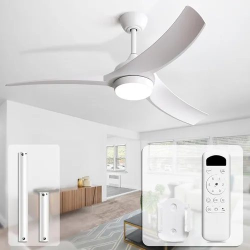 Vista 12 de Sofucor Ventilador de techo inteligente de 52 pulgadas, funciona con aplicación/Alexa/Google, ventilador de techo negro para exteriores con control