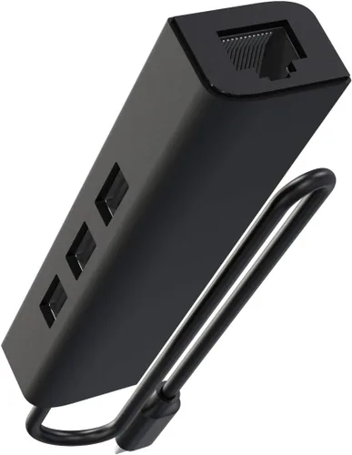 Vista 4 de OTG Adaptador Ethernet USB compatible con Roku Express 4K+ 2021 y Fire TV Stick Streaming Media Player - Micro USB a 3 puertos USB Hub con LAN