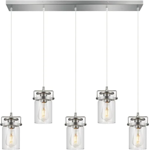 Vista 14 de foucasal Mini luces colgantes de granja de 4.7 pulgadas para isla de cocina 1 vidrio sembrado negro claro
