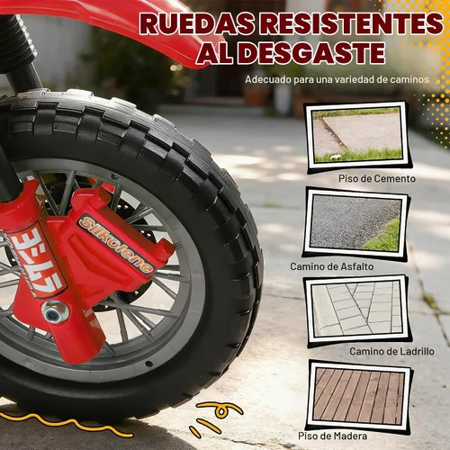 Vista 5 de Motocross eléctrica para niños 6 V, color rojo, de Aosom
