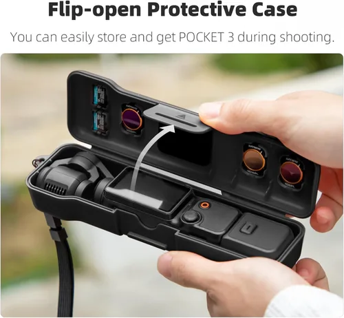 Vista 3 de Funda protectora con cordón compatible con Osmo Pocket 3 Funda de protección completa de plástico Funda de transporte de viaje para bolsillo 3
