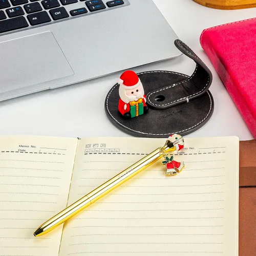 Vista 3 de Soporte de escritorio de cuero para bolígrafo y bolígrafo de escritorio, bolígrafos de regalo de escritura divertidos, decoración de fiesta escolar