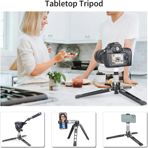Vista 5 de Innorel PW70 - Mini trípode de mesa con tornillo de 1/4" a 3/8" y carcasa de aluminio CNC para teléfono celular, carga máxima de 33 lb para cámara