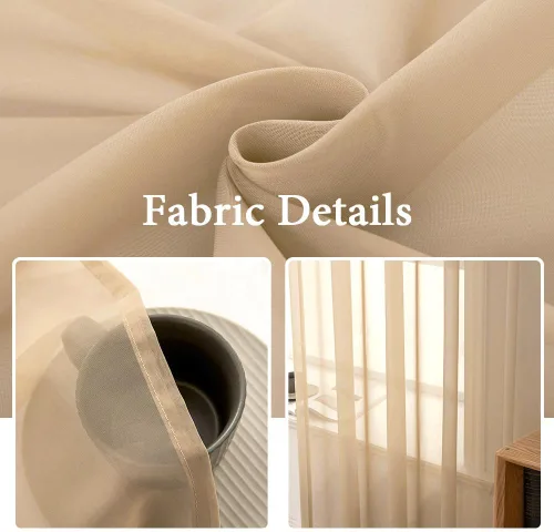 Vista 40 de MIULEE Cortinas Transparentes Laterales para Puerta Francesa con Filtrado de Luz, Tratamiento de Ventana, 2 Paneles de 25 x 40 Pulgadas con Beige