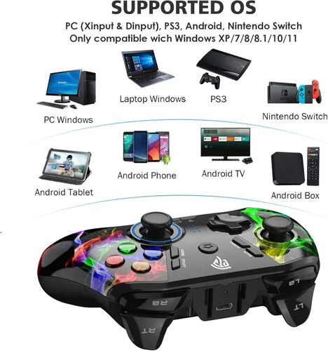 Vista 2 de EasySMX Controlador inalámbrico de PC, controlador de juegos para computadora, laptop, PS3, Android TV BOX, Nintendo Switch y Tesla con turbo, doble