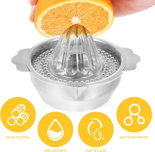 Vista 5 de GALPADA Stainless Steel Manual Lemon Squeezer Citrus Juicer Hand Press Fruit Juice Extractor 304 Food-grade Portable Tool for Kitchen and Travel Use