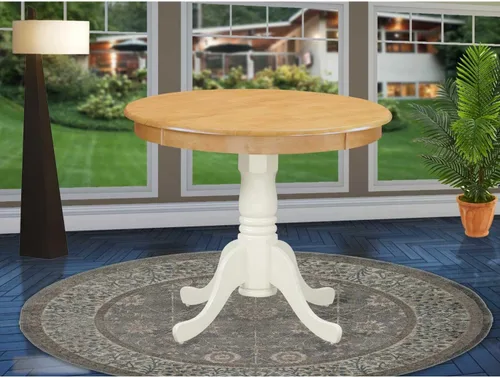Vista 27 de HomeStock Mesa de comedor redonda de madera, mesa de cocina resistente para espacios pequeños, color negro y cereza/36 pulgadas sin gotas