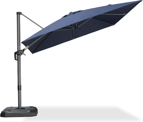 Vista 18 de PURPLE LEAF Sombrilla de patio de 8 pies para exteriores, sombrilla voladiza cuadrada de aluminio con rotación de 360 grados para jardín, terraza