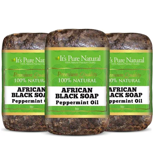 Vista 13 de It's Pure Natural Barras de jabón africanas negras con solución para el acné (paquete de 3) jabón orgánico crudo para cara y cuerpo, tratamiento
