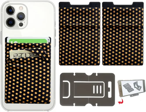 Vista 18 de Cartera para tarjetas de teléfono con bloqueo RFID, doble bolsillo seguro, ultradelgada, autoadhesiva, funda para tarjetas de crédito, calcomanía