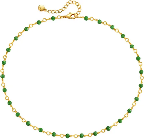 Vista 11 de Gargantilla con cuentas para mujer, chapada en oro de 18 quilates, gargantilla delicada para mujer