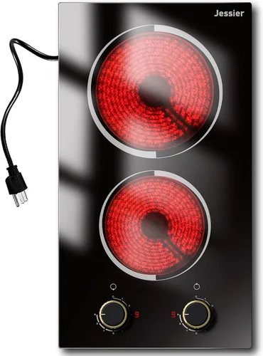 Vista 10 de Placa eléctrica de 2 quemadores 110V 2000W Encimera o empotrada perilla negro.