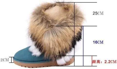 Vista 6 de Botas de invierno de piel cálida para mujer Botas de invierno elegantes para mujer, de media pantorrilla, botines de piel sintética con borla