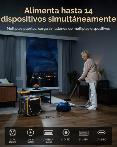 Vista 3 de VTOMAN Estación de energía portátil FlashSpeed Pro 3600, 3096Wh 3600W LFP
