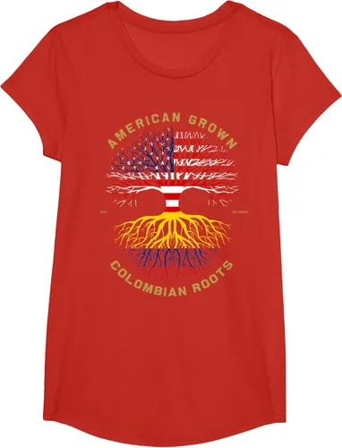 Vista 38 de Camiseta de regalo con la bandera de Estados Unidos con árbol de raíces colombianas