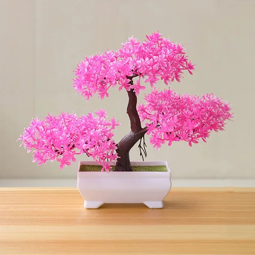 Vista 12 de Árbol bonsái artificial simulación planta en maceta oficina sala de estar decoración del hogar verde