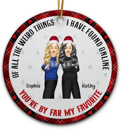 Vista 6 de Adorno personalizado con texto en inglés «Best Friend are Hard to Find Because The Very Best is Already Mine», adorno de Navidad personalizado 2023