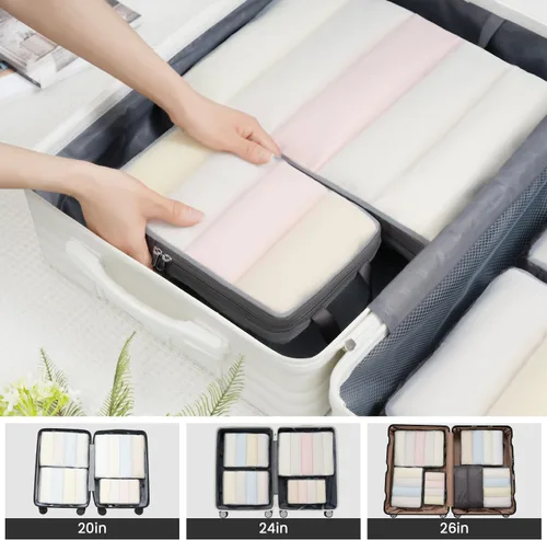 Vista 95 de BAGAIL 4 Set/6 Set Ultraligero Compresión Embalaje Cubos Organizador de Embalaje para Accesorios de Viaje Equipaje Maleta Mochila