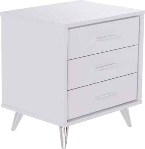 Vista 4 de SEI Furniture Oren - Mesita de noche con cajones, color blanco (AMZ2486FH)