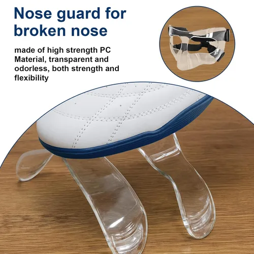 Vista 6 de Protector de nariz para nariz rota, máscaras faciales deportivas con acolchado de espuma, protector facial transparente ajustable, protección