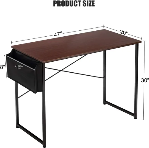Vista 2 de Mesa de escritorio para computadora, escritorio de computadora de oficina en casa de 47 pulgadas con bolsa de almacenamiento, escritorio de estudio