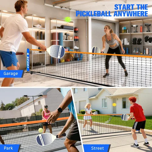 Vista 7 de Red de pickleball para entrada, juego de red de pickleball portátil con paletas, bolsas de agua, pelotas de pickleball portátiles al aire libre