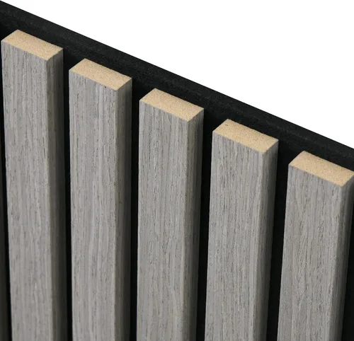 Vista 9 de HOMCOM Paquete de 4 paneles acústicos 3D, paneles de madera insonorizados de 24 x 24 pulgadas para pared, paneles de pared de listones de madera