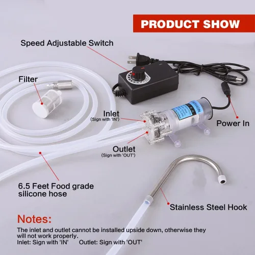 Vista 4 de Bomba eléctrica de transferencia de agua doméstica de 110V con velocidad ajustable para máquina de hielo, máquina de café, refrigeración por agua