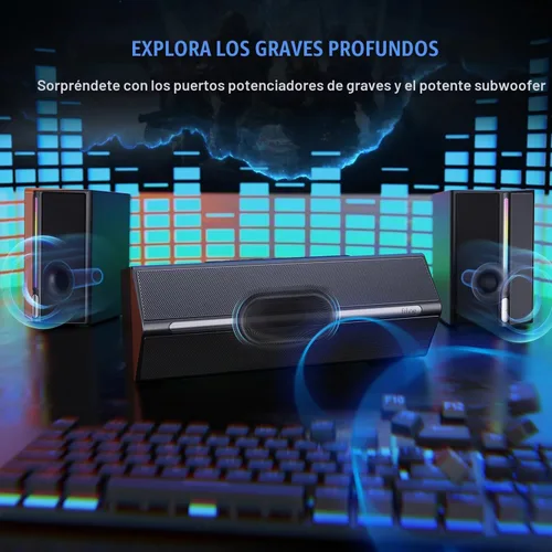 Vista 3 de FIFINE AmpliGame A22 2.1 Gaming Computer Speakers with Subwoofer Bluetooth