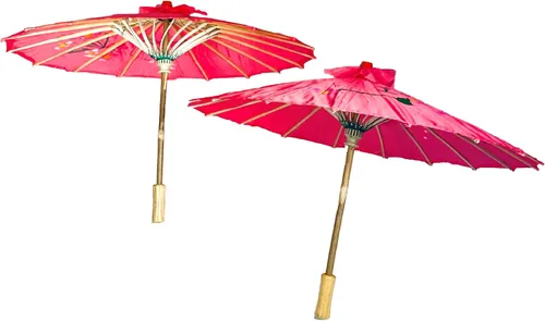Vista 10 de TJ Global Paquete de 2 paraguas chinos japoneses para niños, 22 pulgadas, para bodas, fotografías, disfraces, cosplay, decoración y otros eventos, 2