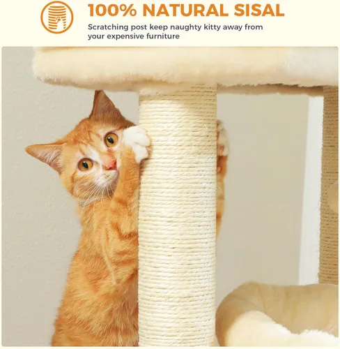 Vista 6 de PEQULTI Árbol para Gatos Torre de Gatos para Gatos Grandes con Postes de Rascar Cubiertos de Sisal y Reposo Extra Grande para Gatos