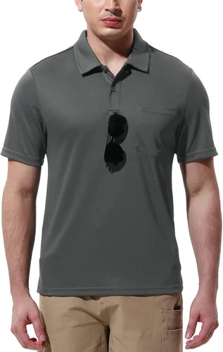 Vista 2 de Gopune Mens Short Sleeve Polo Shirts Quick Dry Outdoor Golf Shirts with Pocket