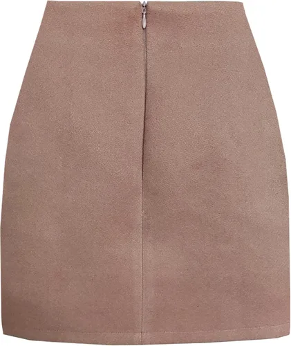 Vista 2 de TONCHENGSD Minifalda de cintura alta de lana para mujer, minifalda de tubo