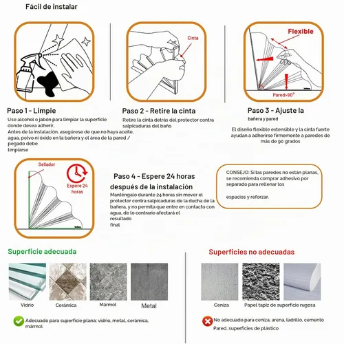 Vista 5 de Protector contra salpicaduras de ducha de silicona XXL - Protector