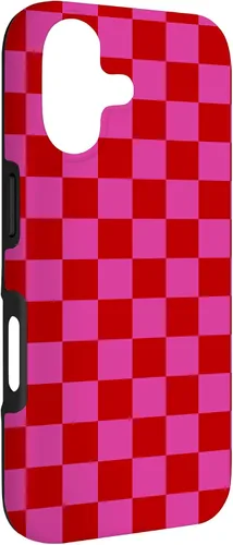 Vista 3 de Red Pink Checkered Checked Pattern Check Design #019 Case for iPhone 17