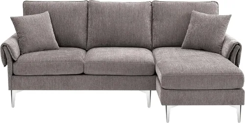 Vista 7 de Sofá modular convertible moderno, sofá modular de felpilla de 84 pulgadas en forma de L con diván reversible para sala de estar, apartamento
